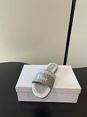 Okify Dior Gray Lace Embroidery Slides - 6