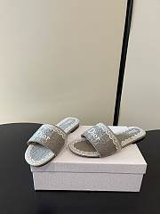 Okify Dior Gray Lace Embroidery Slides - 5