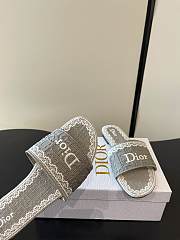 Okify Dior Gray Lace Embroidery Slides - 4