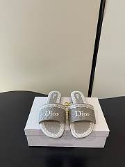 Okify Dior Gray Lace Embroidery Slides - 1