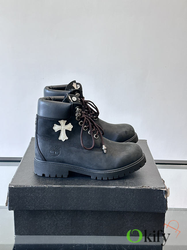 Okify Chrome Hearts x Timberland Black Men Boots  - 1