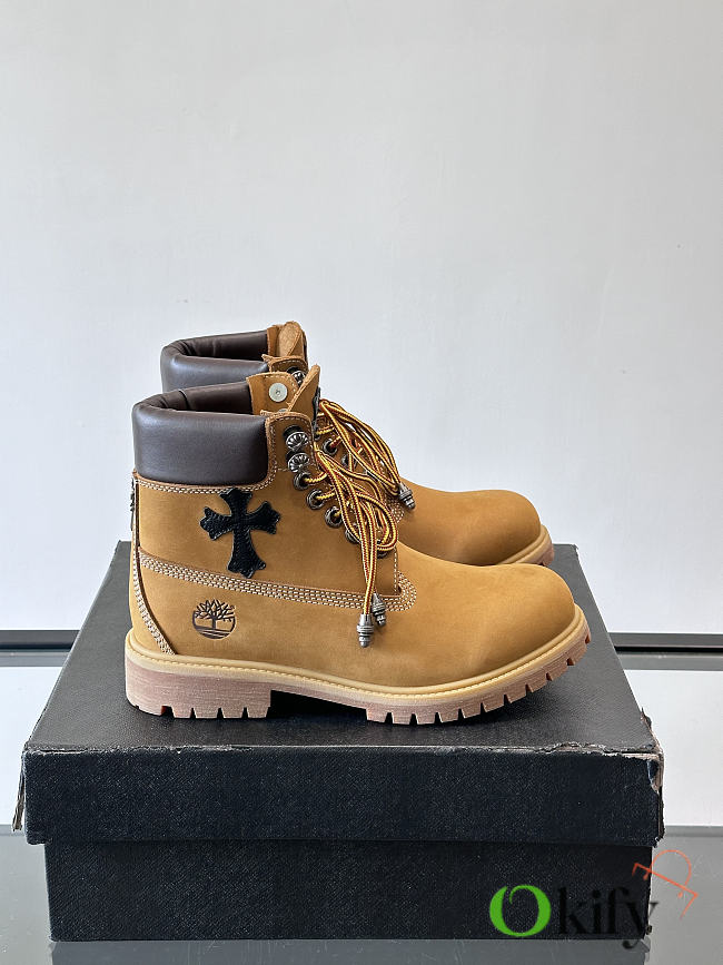 Okify Chrome Hearts x Timberland Brown Men Boots  - 1