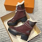 Okify Louis Vuitton Burgundy Wool Women Boots - 5
