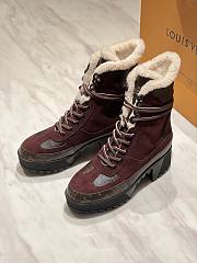 Okify Louis Vuitton Burgundy Wool Women Boots - 3