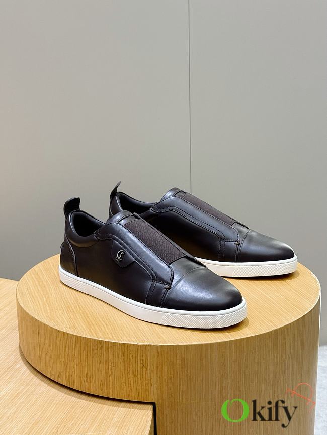Okify Christian Louboutin Dark Brown Low Top Men Sneakers - 1