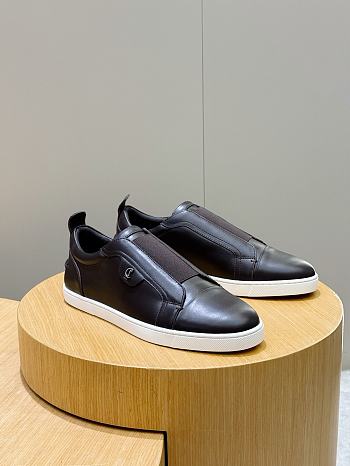 Okify Christian Louboutin Dark Brown Low Top Men Sneakers