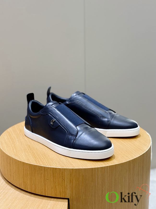 Okify Christian Louboutin Dark Blue Low Top Men Sneakers - 1