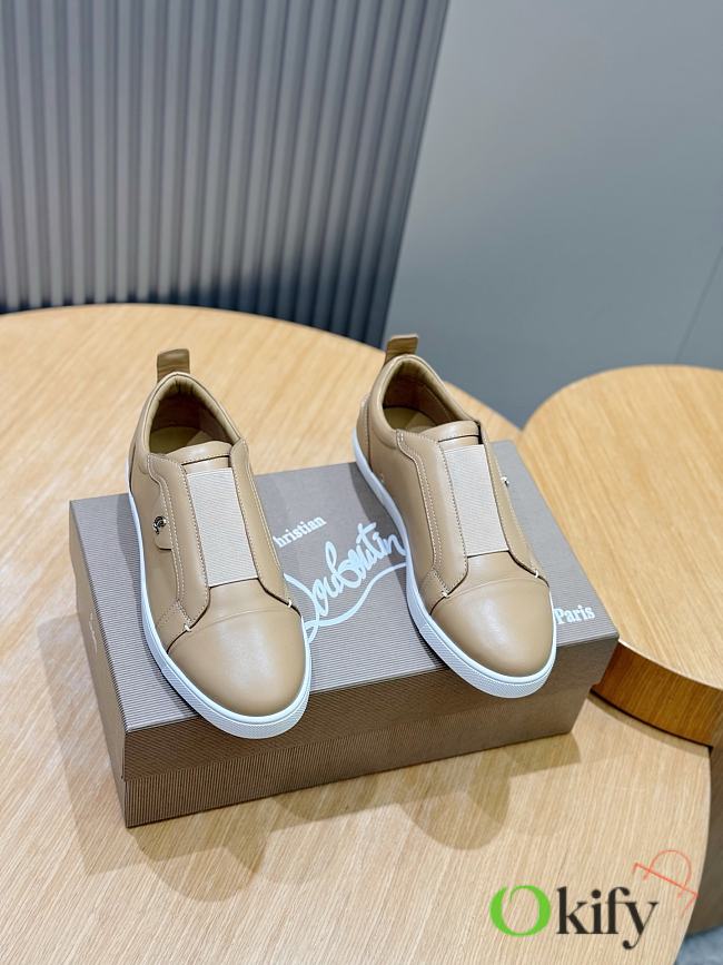 Okify Christian Louboutin Beige Low Top Men Sneakers - 1