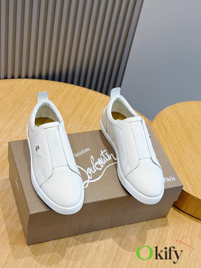 Okify Christian Louboutin White Low Top Men Sneakers - 1