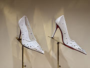 Okify Christian Louboutin White Mesh Crystal High Heels 10.5cm - 4