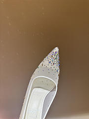 Okify Christian Louboutin Cream White Mesh Crystal High Heels 10.5cm - 5