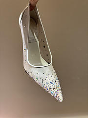 Okify Christian Louboutin Cream White Mesh Crystal High Heels 10.5cm - 2