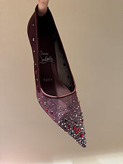 Okify Christian Louboutin Red Burgundy Mesh Crystal High Heels 10.5cm - 6