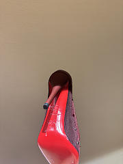 Okify Christian Louboutin Red Burgundy Mesh Crystal High Heels 10.5cm - 4