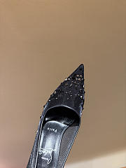 Okify Christian Louboutin Black Mesh Crystal High Heels 10.5cm - 2