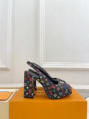 Okify Louis Vuitton Black Platform High Heels Colorful Monogram - 1