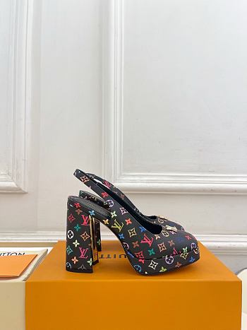 Okify Louis Vuitton Black Platform High Heels Colorful Monogram