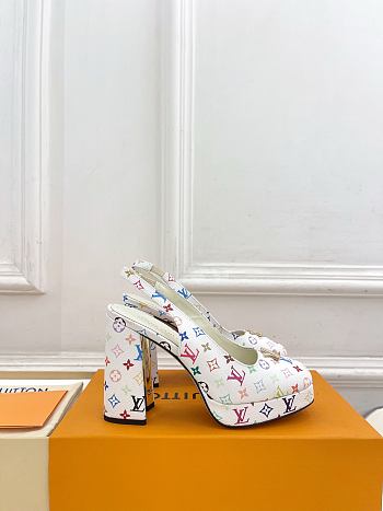 Okify Louis Vuitton White Platform High Heels 