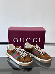 Okify Gucci Brown Suede Retro Men Sneakers - 2