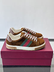 Okify Gucci Brown Suede Retro Men Sneakers - 1