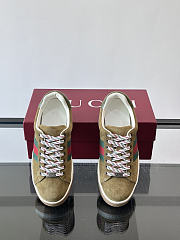 Okify Gucci Brown Olive Suede Retro Men Sneakers - 4