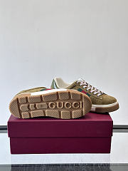 Okify Gucci Brown Olive Suede Retro Men Sneakers - 3