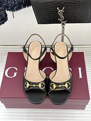 Okify Gucci Black Horsbit Crystal Block Heel Sandals 5.5cm - 5