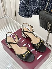 Okify Gucci Black Horsbit Crystal Block Heel Sandals 5.5cm - 6