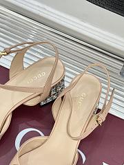Okify Gucci Nude Horsbit Crystal Block Heel Sandals 5.5cm - 6