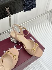 Okify Gucci Nude Horsbit Crystal Block Heel Sandals 5.5cm - 4