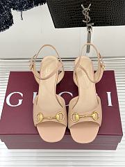 Okify Gucci Nude Horsbit Crystal Block Heel Sandals 5.5cm - 2