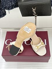 Okify Gucci White Horsbit Crystal Block Heel Sandals 5.5cm - 4