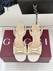 Okify Gucci White Horsbit Crystal Block Heel Sandals 5.5cm - 3