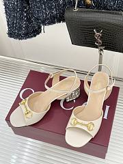 Okify Gucci White Horsbit Crystal Block Heel Sandals 5.5cm - 2