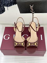 Okify Gucci Dark Brown Horsbit Crystal Block Heel Sandals 5.5cm - 6