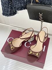 Okify Gucci Dark Brown Horsbit Crystal Block Heel Sandals 5.5cm - 5