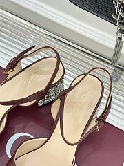 Okify Gucci Dark Brown Horsbit Crystal Block Heel Sandals 5.5cm - 3