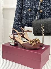 Okify Gucci Dark Brown Horsbit Crystal Block Heel Sandals 5.5cm - 1