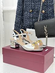 Okify Gucci Silver Horsbit Crystal Block Heel Sandals 5.5cm - 1