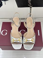 Okify Gucci Silver Horsbit Crystal Block Heel Sandals 5.5cm - 6