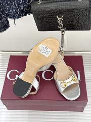Okify Gucci Silver Horsbit Crystal Block Heel Sandals 5.5cm - 3