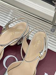 Okify Gucci Silver Horsbit Crystal Block Heel Sandals 5.5cm - 2