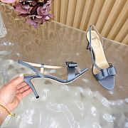 Okify Fendi Gray Satin Stiletto Slingback Sandals 9cm - 2