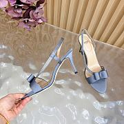 Okify Fendi Gray Satin Stiletto Slingback Sandals 9cm - 4