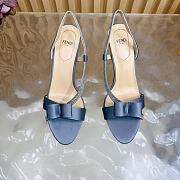 Okify Fendi Gray Satin Stiletto Slingback Sandals 9cm - 5