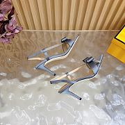 Okify Fendi Gray Satin Stiletto Slingback Sandals 9cm - 6