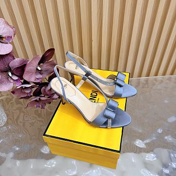 Okify Fendi Gray Satin Stiletto Slingback Sandals 9cm