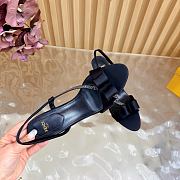 Okify Fendi Black Satin Stiletto Slingback Sandals 9cm - 6