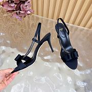 Okify Fendi Black Satin Stiletto Slingback Sandals 9cm - 5