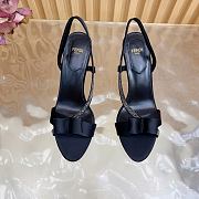 Okify Fendi Black Satin Stiletto Slingback Sandals 9cm - 4